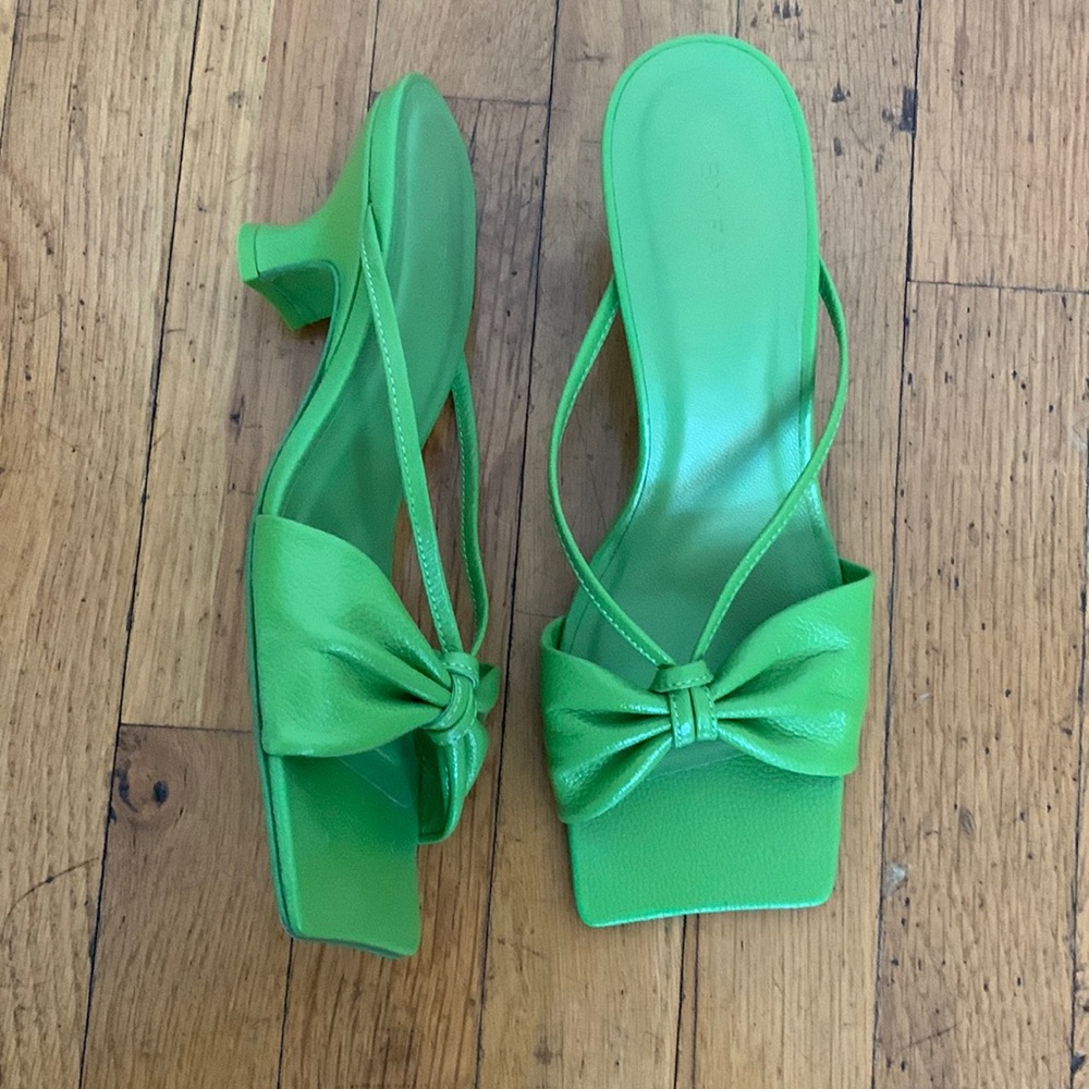By Far lime green square toe sandals sz 38 US 8